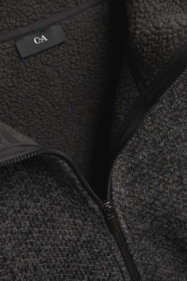 Herren - Sweatjacke mit Kapuze - dunkelgrau-melange