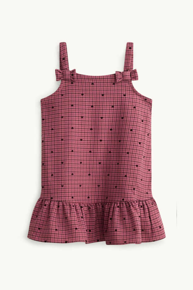 Enfants filles - Cœur - ensemble - robe salopette et haut à manches longues - 2 pièces - rose