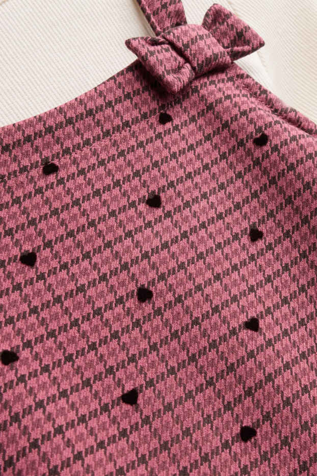 Enfants filles - Cœur - ensemble - robe salopette et haut à manches longues - 2 pièces - rose