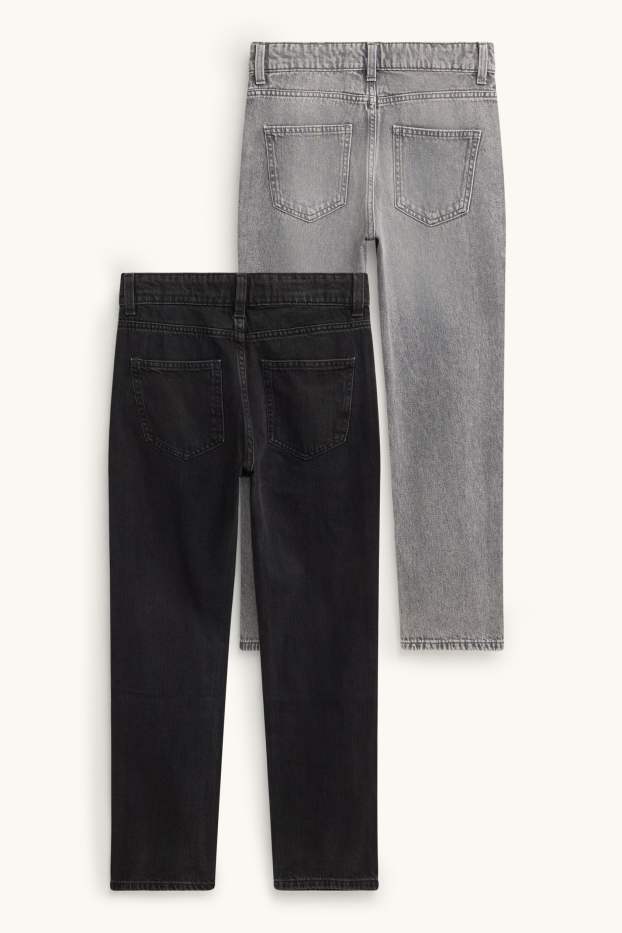 Copii - Băieți - Multipack 2 perechi - relaxed jeans - gri / negru