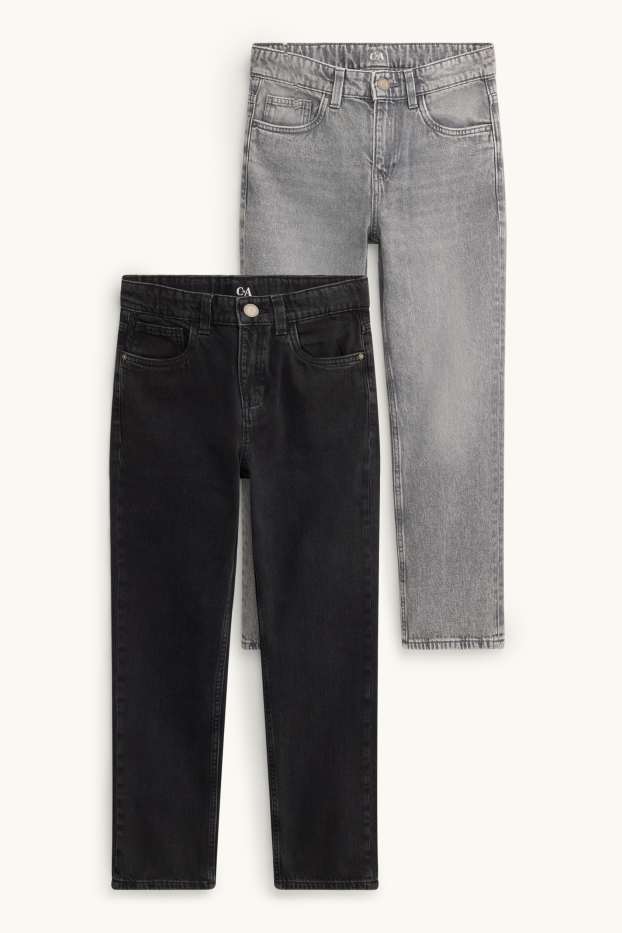 Copii - Băieți - Multipack 2 perechi - relaxed jeans - gri / negru