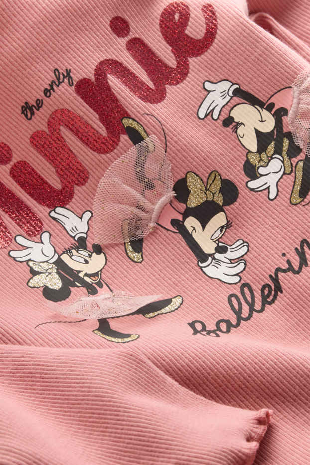 Nena - Minnie Mouse - samarreta de màniga llarga - acanalada - efecte brillant - rosa
