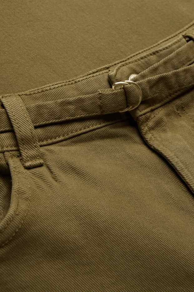 Femmes - Jean à jambe évasée avec ceinture - high waist - kaki