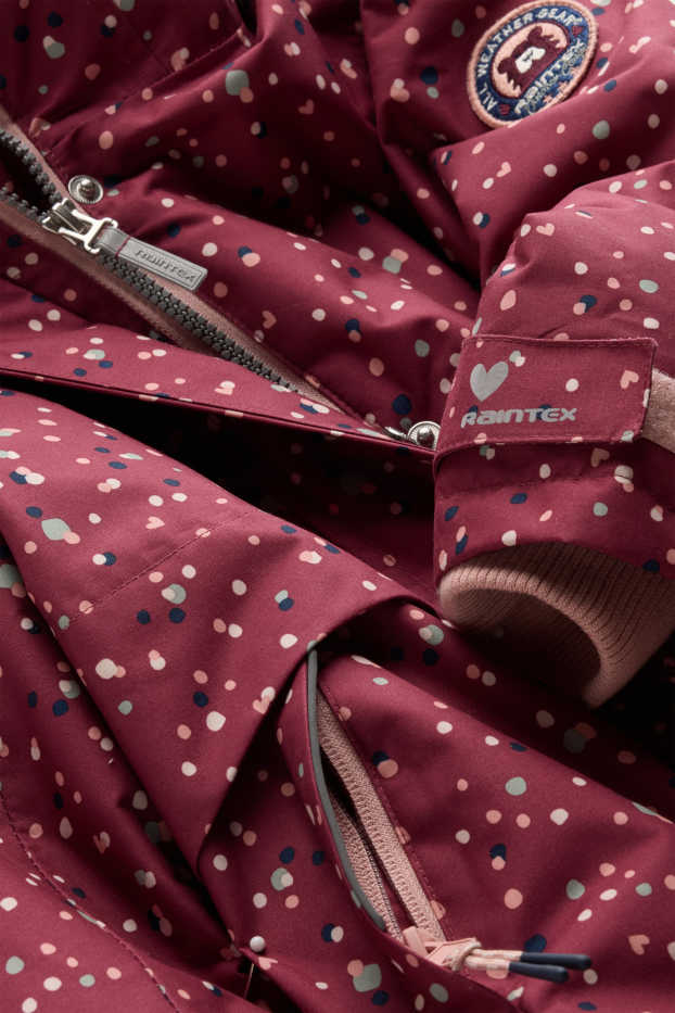 Enfants filles - Manteau de pluie à capuche - doublé - imperméable - à pois - rouge