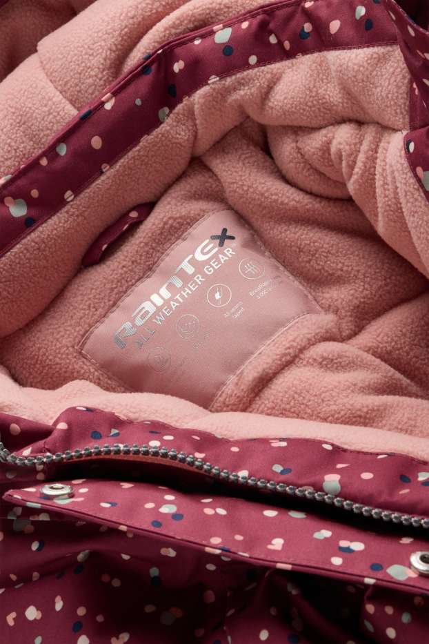 Enfants filles - Manteau de pluie à capuche - doublé - imperméable - à pois - rouge