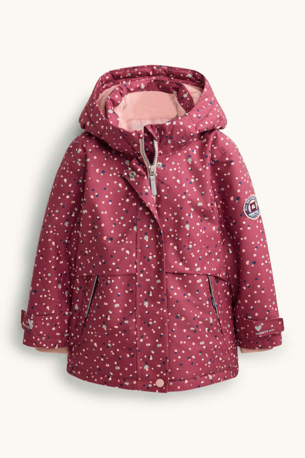 Enfants filles - Manteau de pluie à capuche - doublé - imperméable - à pois - rouge