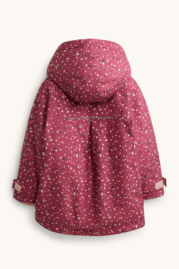 Enfants filles - Manteau de pluie à capuche - doublé - imperméable - à pois - rouge