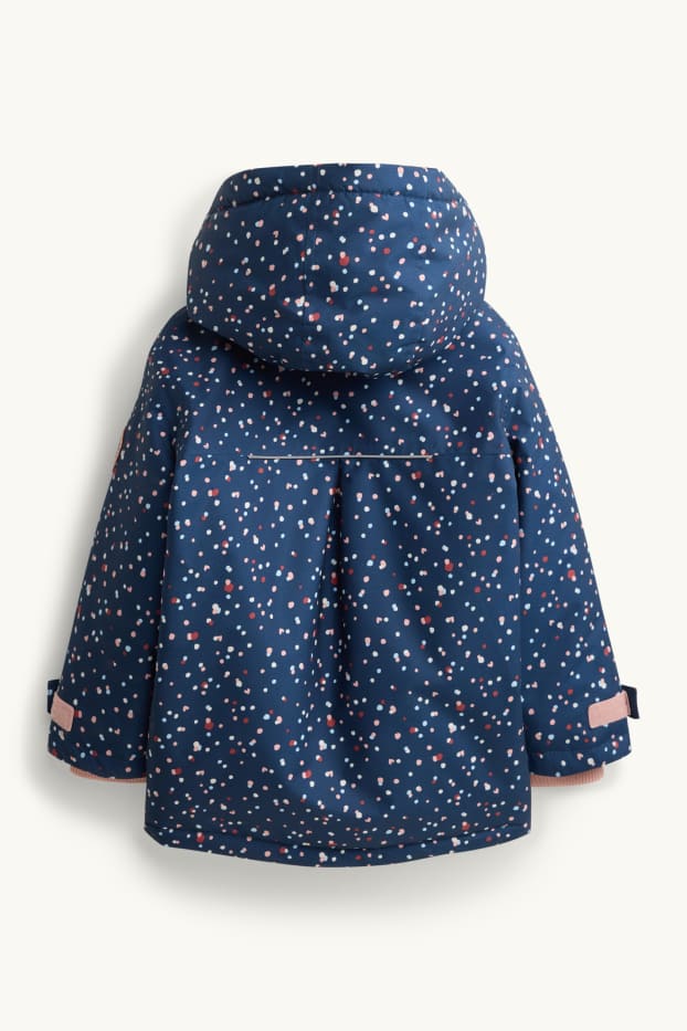 Enfants filles - Manteau de pluie à capuche - doublé - imperméable - à pois - rose / bleu foncé