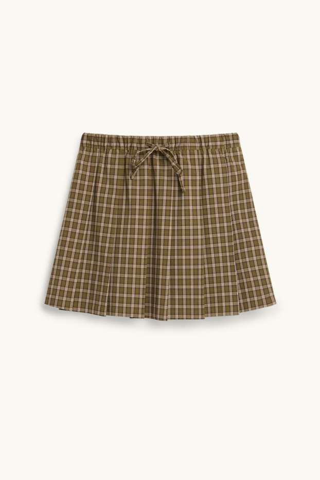 Damen - Rock - kariert - beige / grün