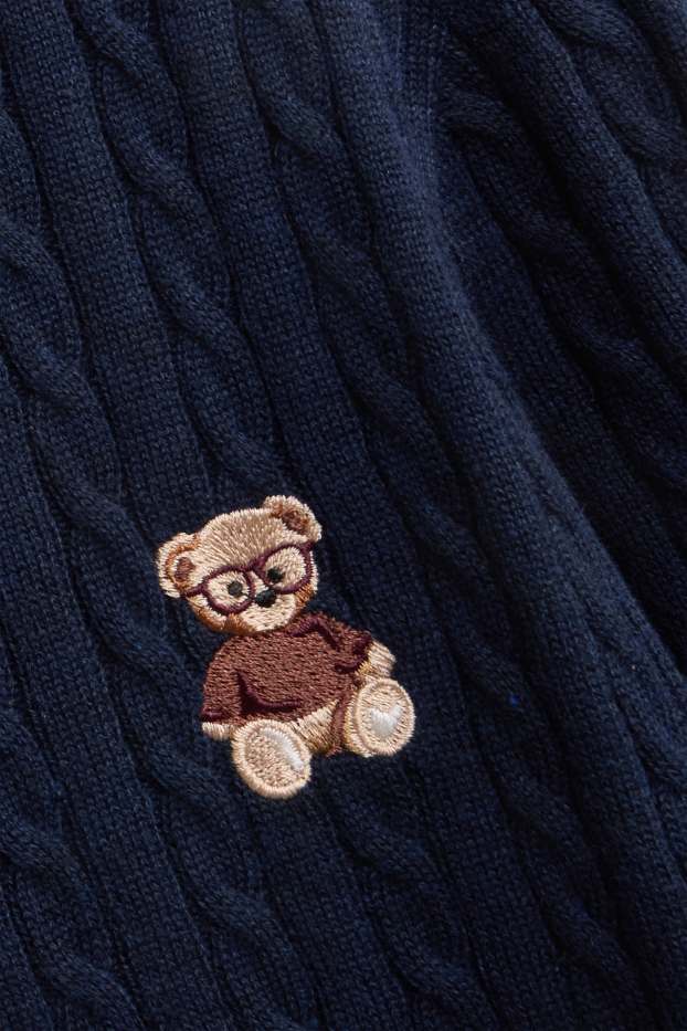 Femei - Cardigan tricotat - cu torsade - albastru închis