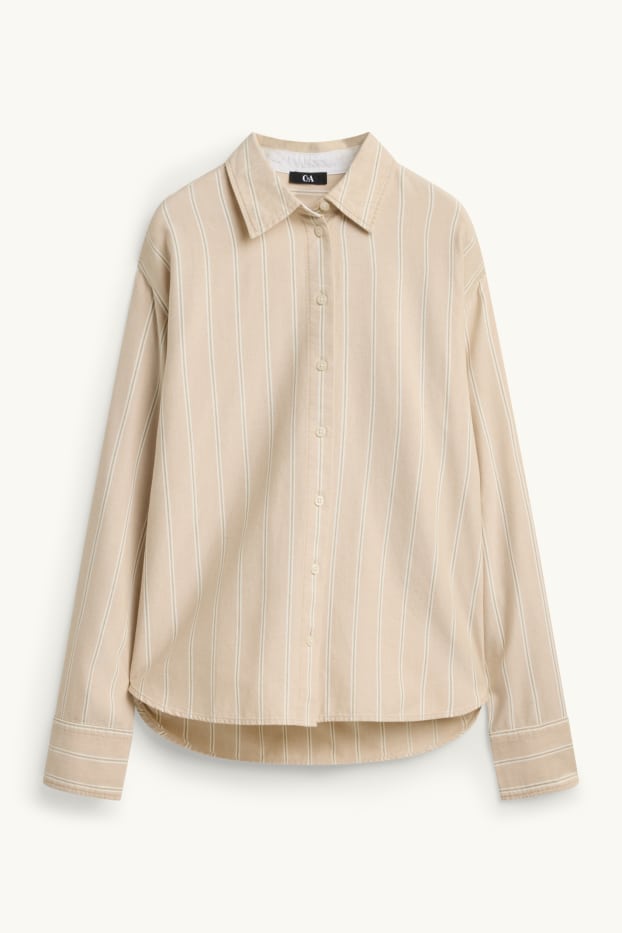 Dona - Brusa camisera - de ratlles - beix clar