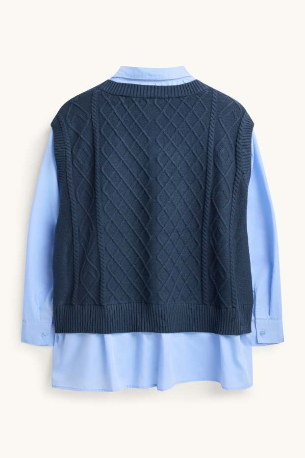 Women - Jumper - 2-in-1 look - dark blue