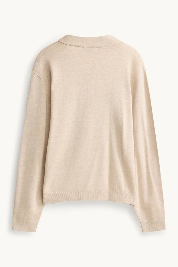 Damen - Feinstrick-Pullover mit Knotendetail - beige