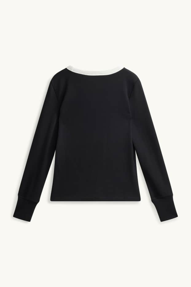 Dona - Samarreta de màniga llarga - slim fit - negre/blanc