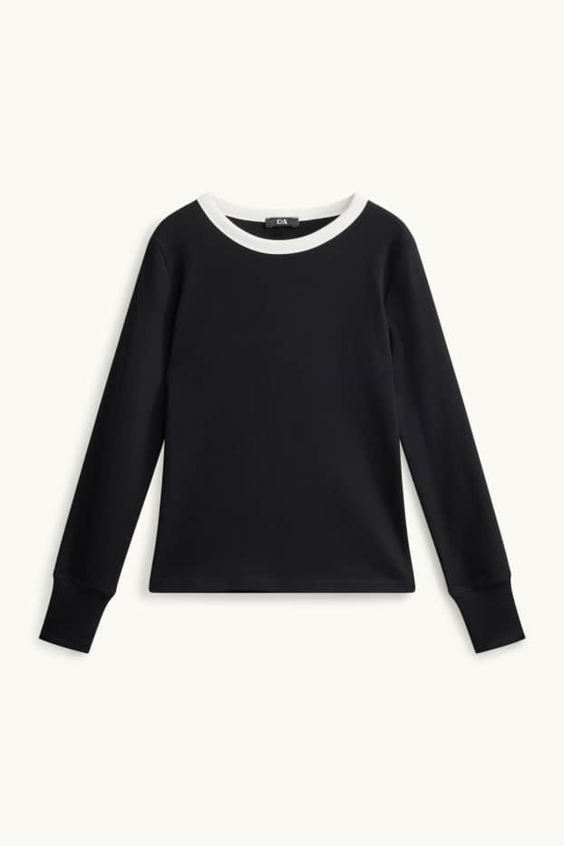 Dona - Samarreta de màniga llarga - slim fit - negre/blanc