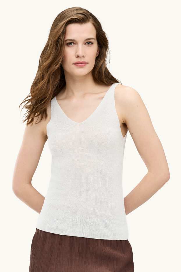 Women - Top - shiny - white / silver