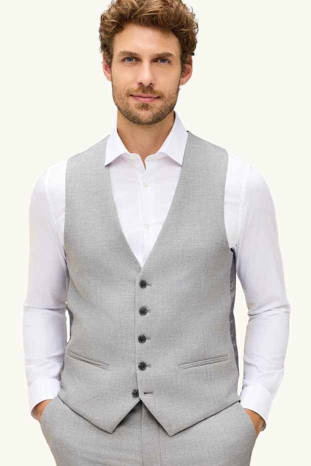 Hommes - Gilet de costume - regular fit - Flex - 4 Way Stretch - gris
