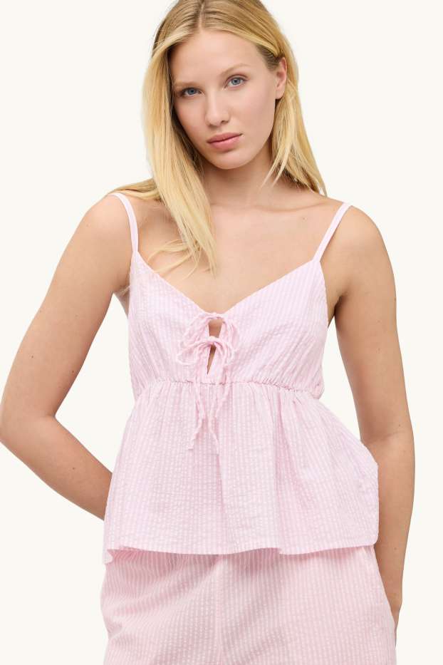 Mujer - Blusa sin mangas - de rayas - rosa