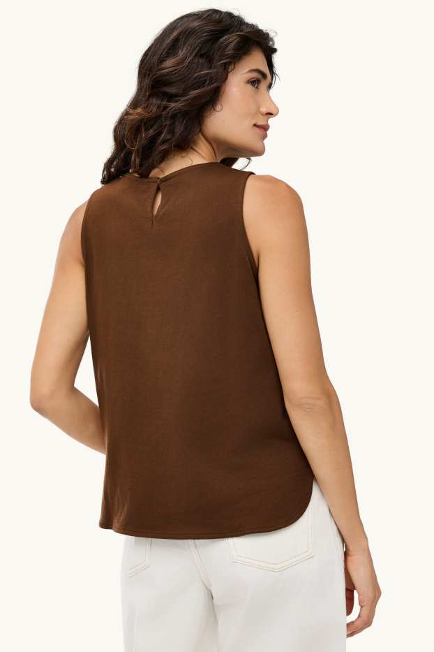 Mujer - Blusa sin mangas - estampada - marrón