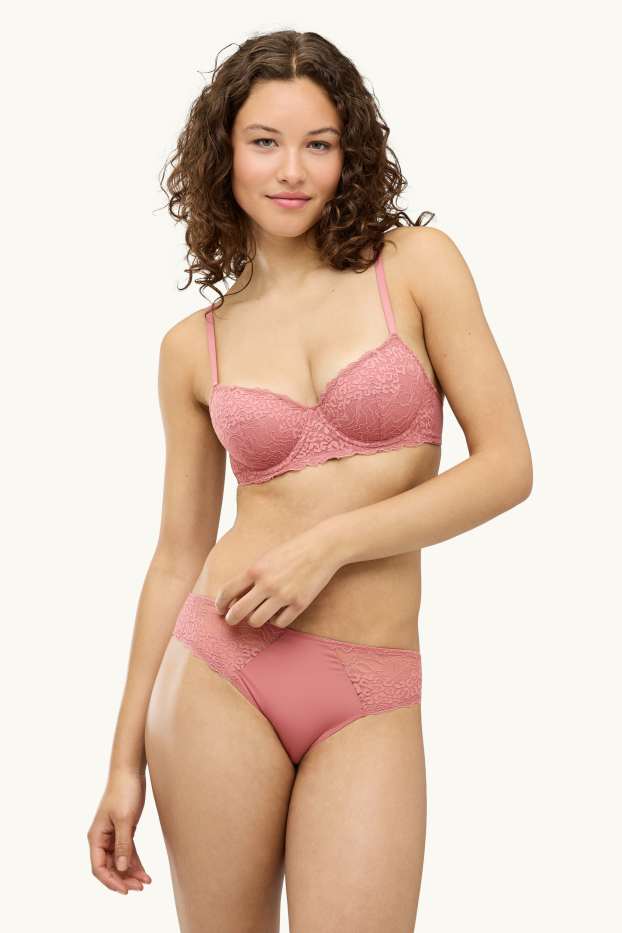 Damen - BH mit Bügel - DEMI - wattiert - rosa