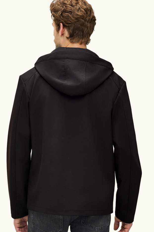 Herren - Softshelljacke mit Kapuze - wasserabweisend - 4 Way Stretch - schwarz