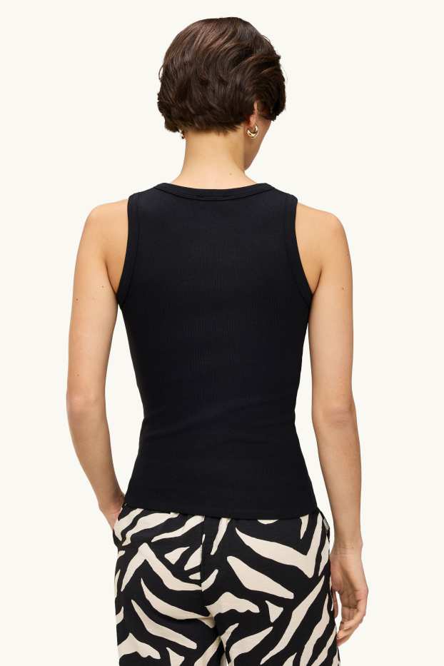 Dames - Top - geribd - zwart