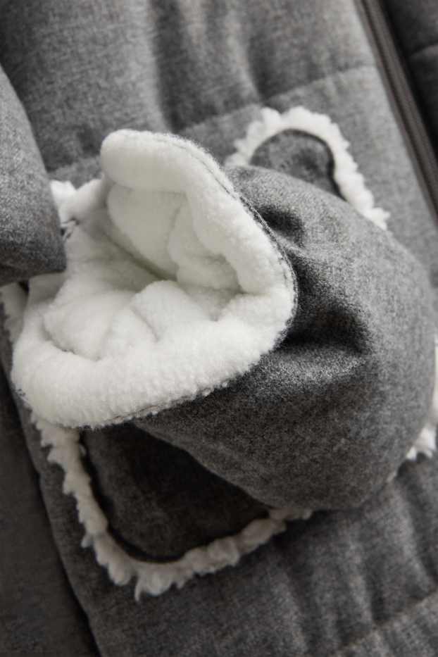 Baby: jongens - Teddybeertje - babysneeuwpak met capuchon - grijs