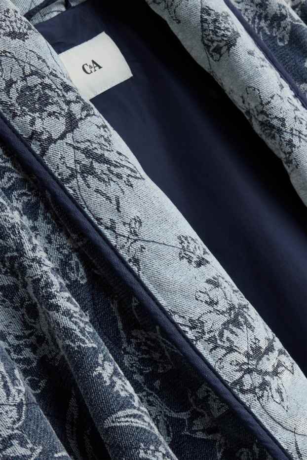 Femmes - Kimono en jean - à fleurs - jean bleu foncé