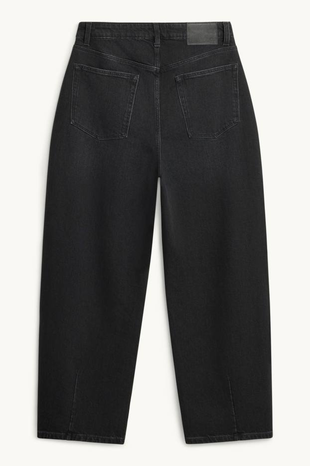Femei - Barrel jeans - talie înaltă - negru