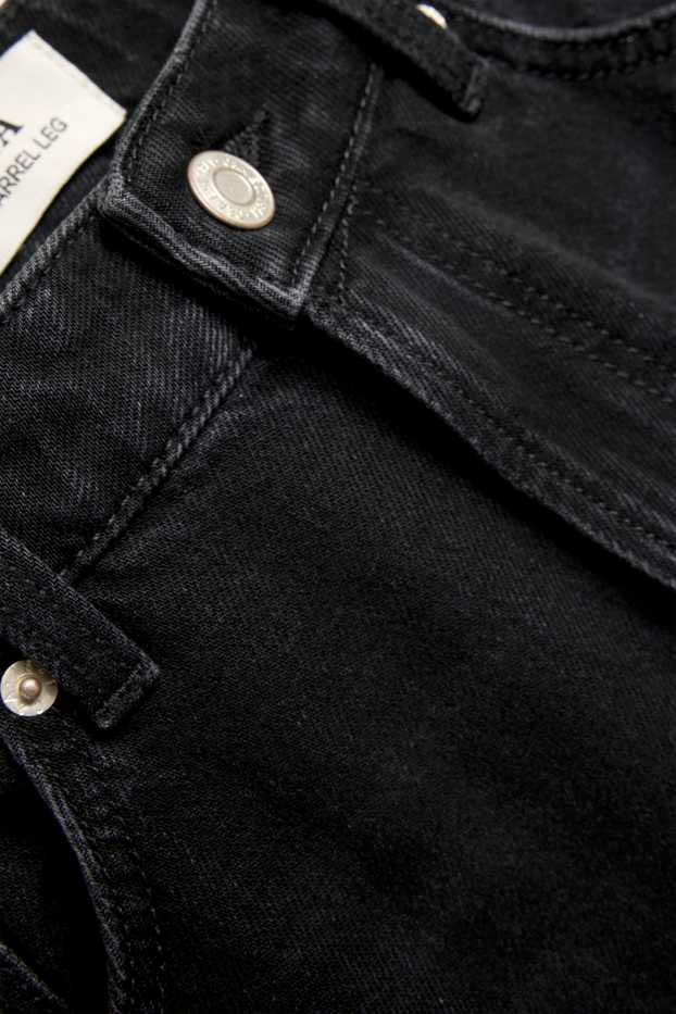 Femei - Barrel jeans - talie înaltă - negru