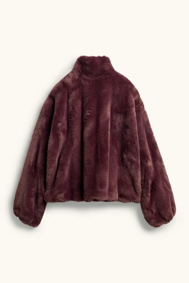 Femmes - Veste en imitation fourrure - bordeaux