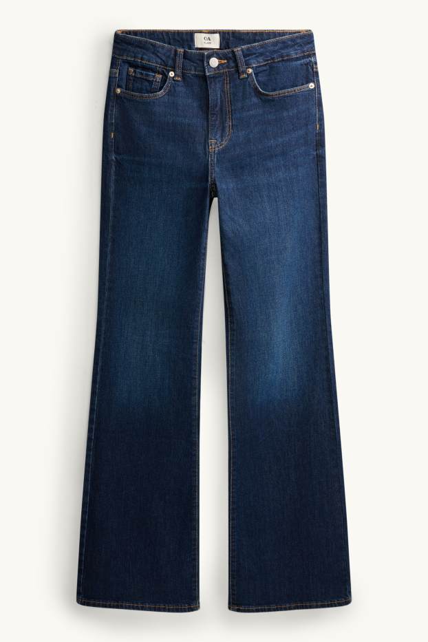 Femei - Flared jeans - talie medie - denim-albastru închis