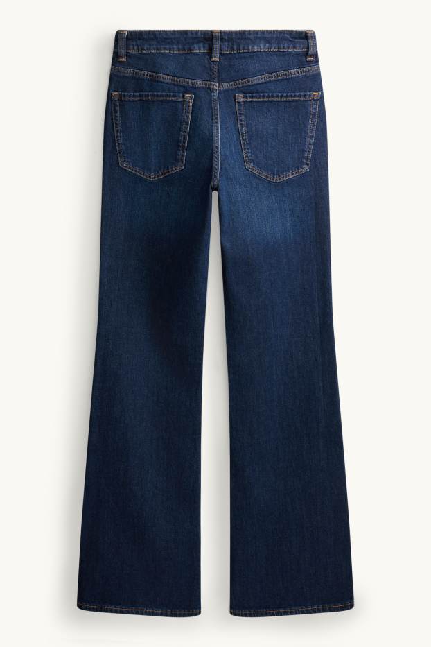 Femei - Flared jeans - talie medie - denim-albastru închis