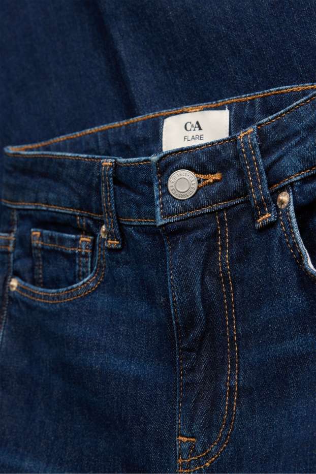 Femei - Flared jeans - talie medie - denim-albastru închis