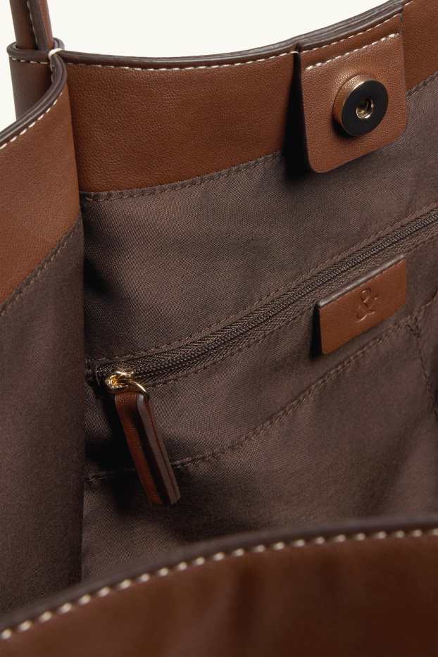 Dames - Grote shopper - imitatieleer - bruin