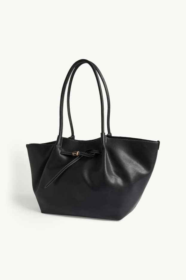 Women - Large shopper - faux leather - black