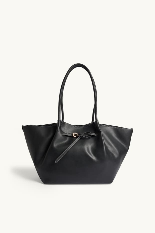 Women - Large shopper - faux leather - black