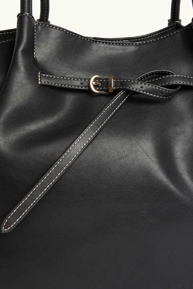 Women - Large shopper - faux leather - black