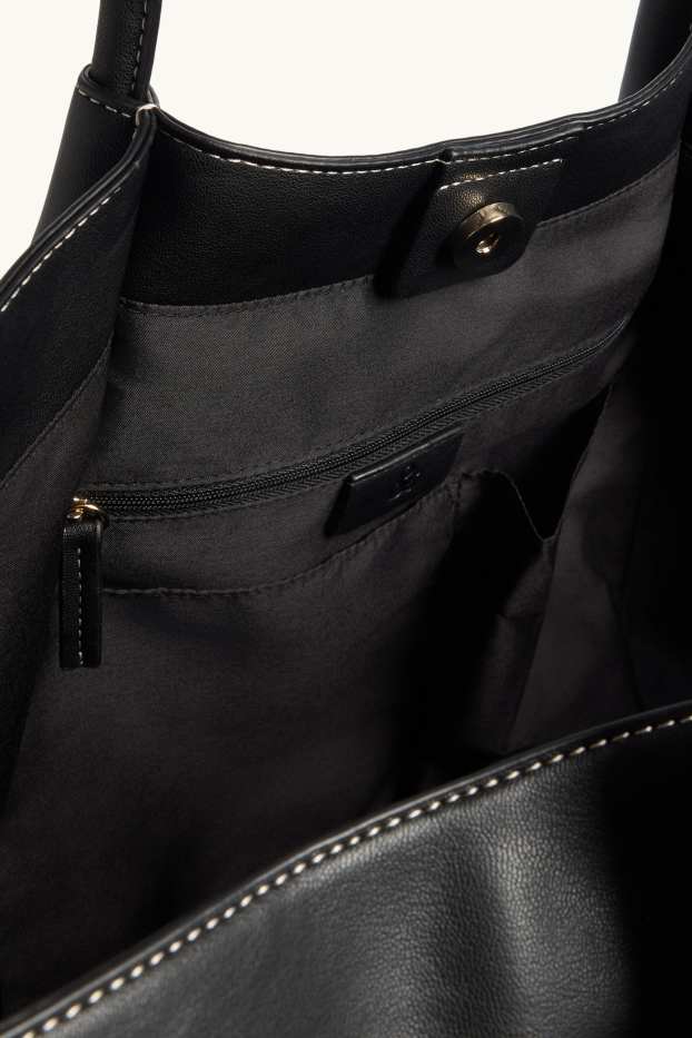 Women - Large shopper - faux leather - black