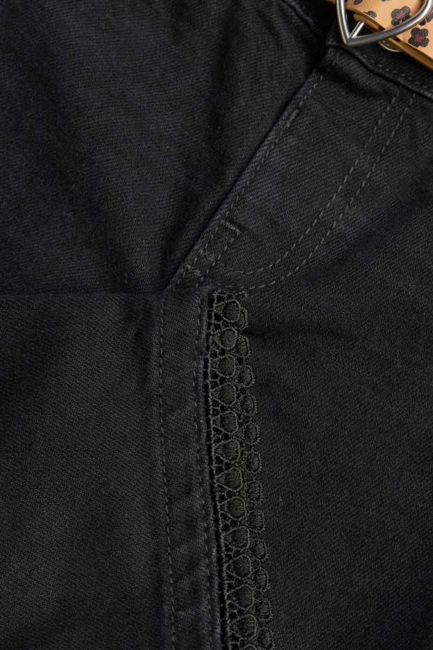 Enfants filles - Wide leg jean doté avec ceinture - noir