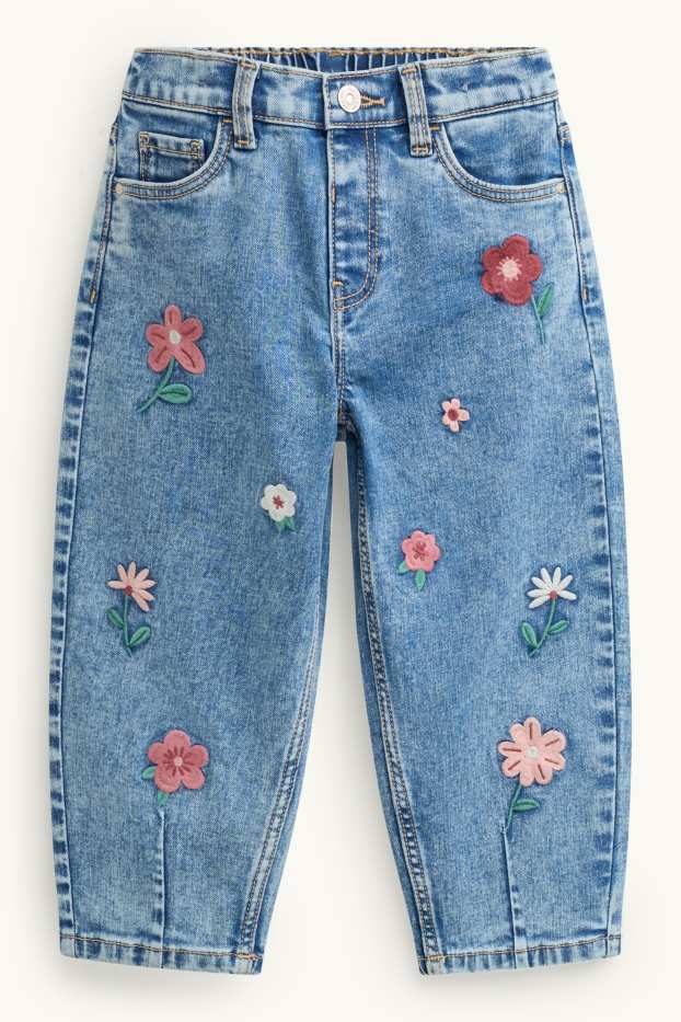 Kinderen: meisjes - Bloem - relaxed jeans - LYCRA® - jeansblauw
