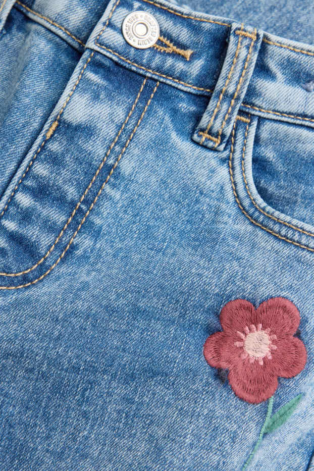 Kinderen: meisjes - Bloem - relaxed jeans - LYCRA® - jeansblauw