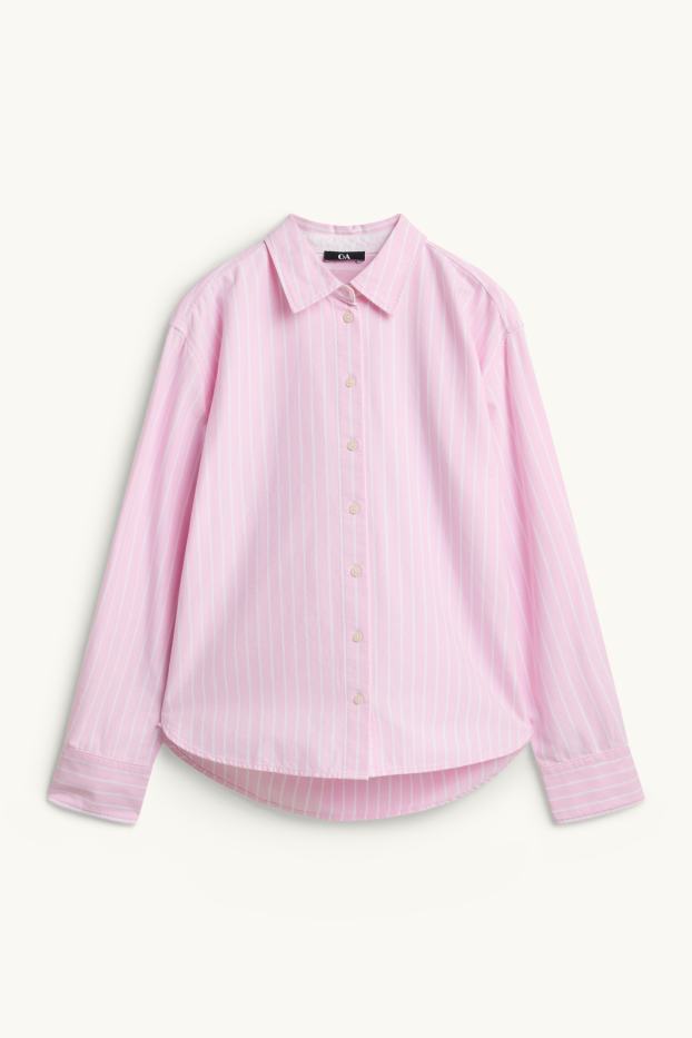 Femmes - Chemise - à rayures - rose clair