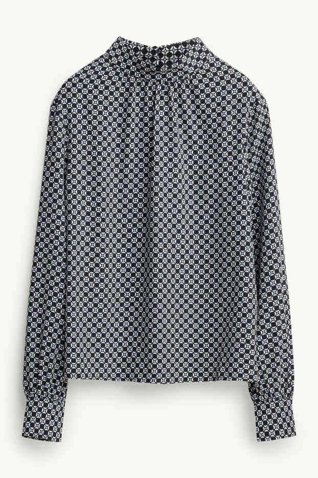 Damen - Bluse - gemustert - dunkelblau / weiß
