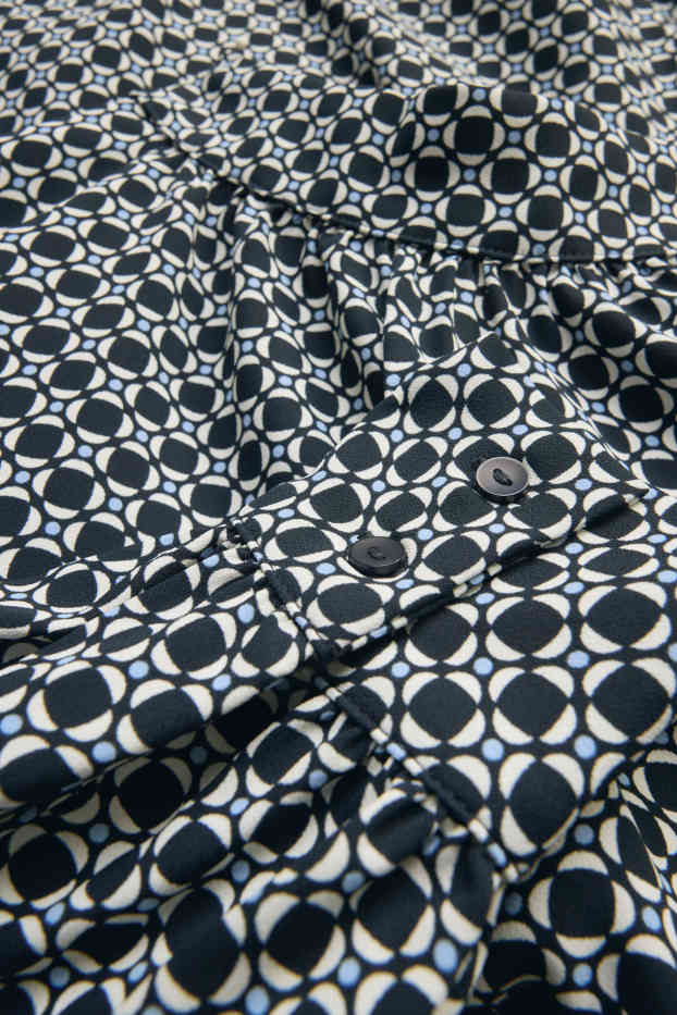 Damen - Bluse - gemustert - dunkelblau / weiß
