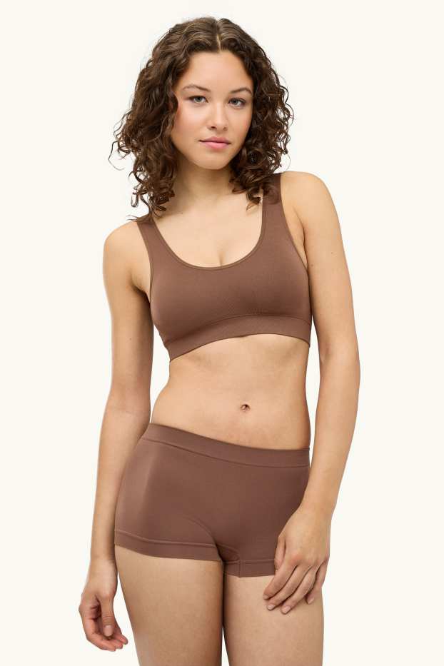 Femmes - Brassière - ampliforme - sans coutures - marron