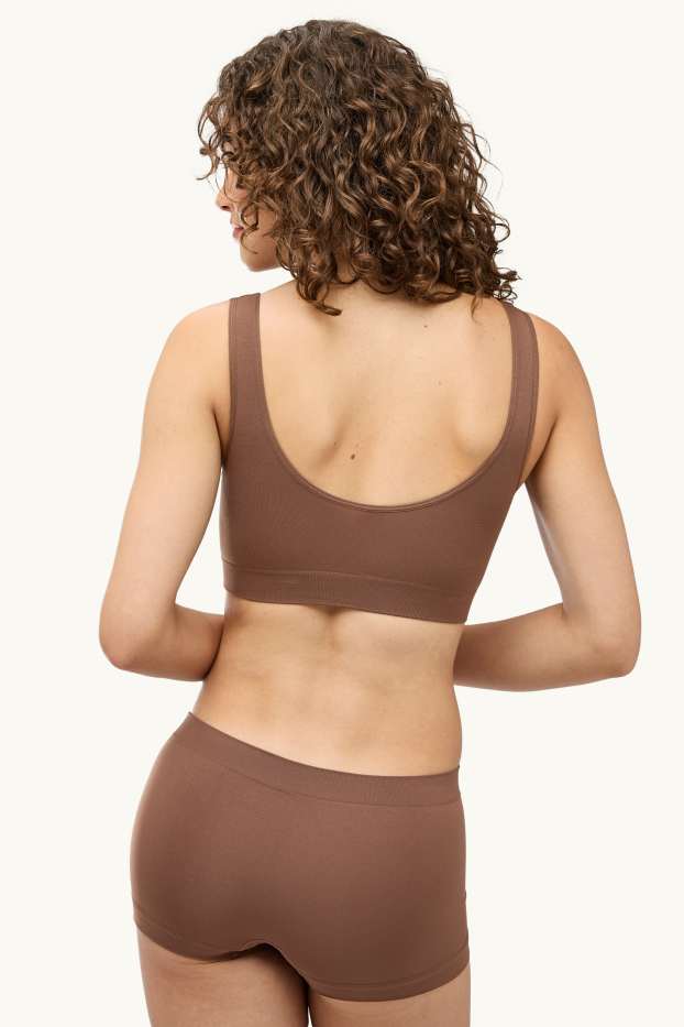 Femmes - Brassière - ampliforme - sans coutures - marron