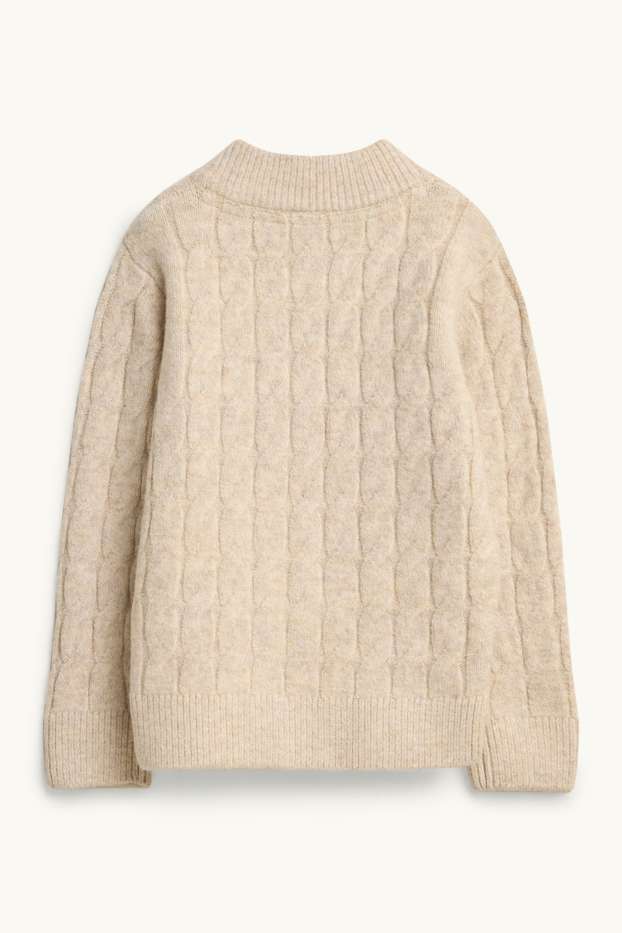 Kinderen: jongens - Trui - kabelpatroon - beige
