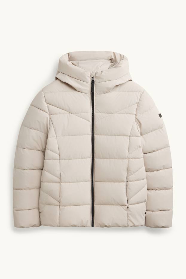 Children Girls - Quilted jacket with hood - water-repellent - light beige