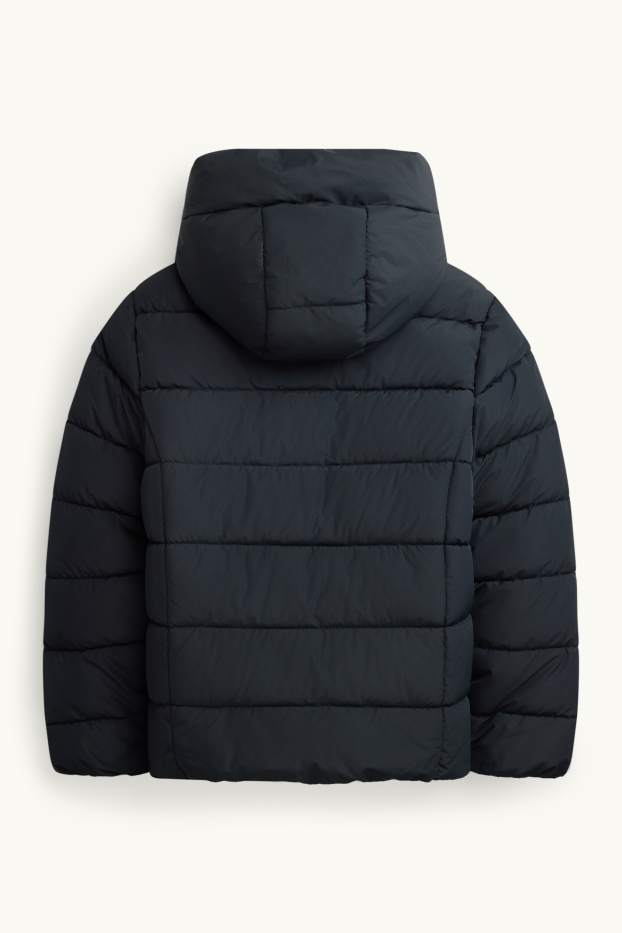 Children Girls - Quilted jacket with hood - water-repellent - black